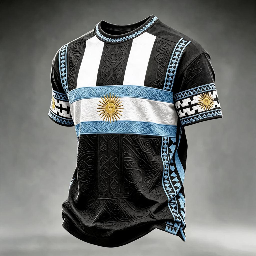 Men's Neck Short Sleeve Soccer Fan T-Shirt for Day