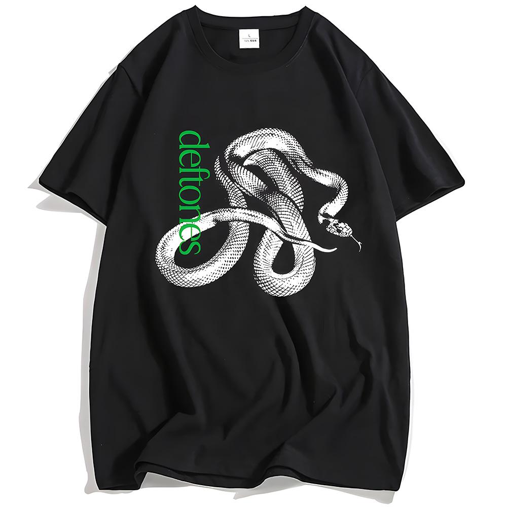 

Футболка с логотипом Deftones Snake, принт альбома Private Music, 100% хлопок, высокое качество, модная футболка с коротким рукавом, свободная, унисекс L чёрный