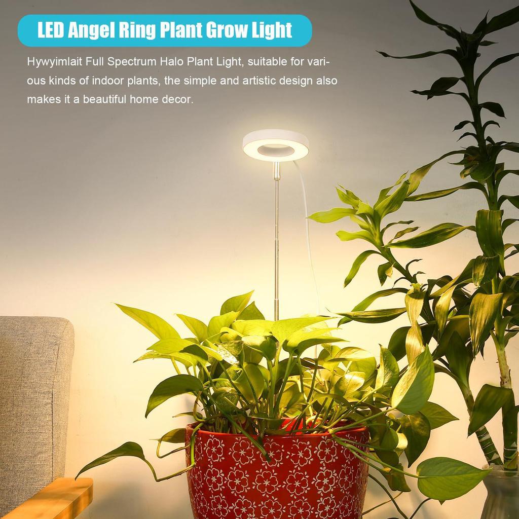 LED Retractable Full Spectrum Grow Light: Dimmable Angel Ring with Red, Blue, Warm Light for Indoor Plants and Succulents