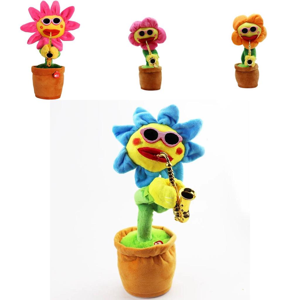 Saxophone Sunflower Plush Toy With Singing And Dancing Functions For Childrens Gift