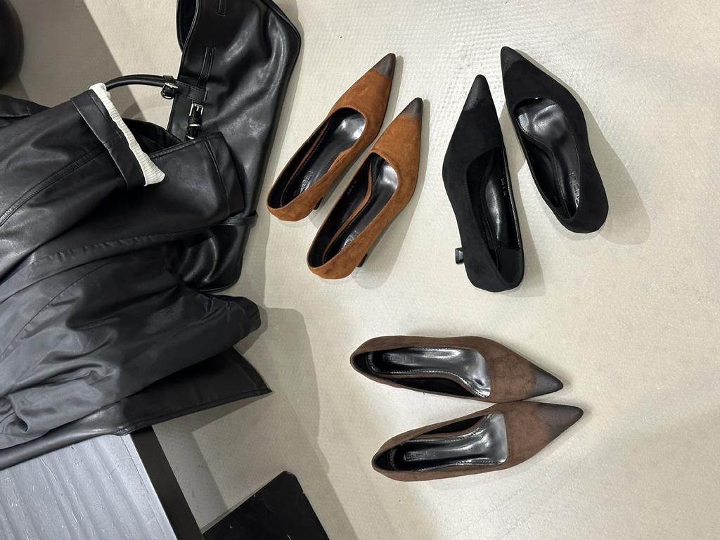 2025 autumn new suede high heels women's commuter professional shoes pointed polish old light mouth stiletto single shoes