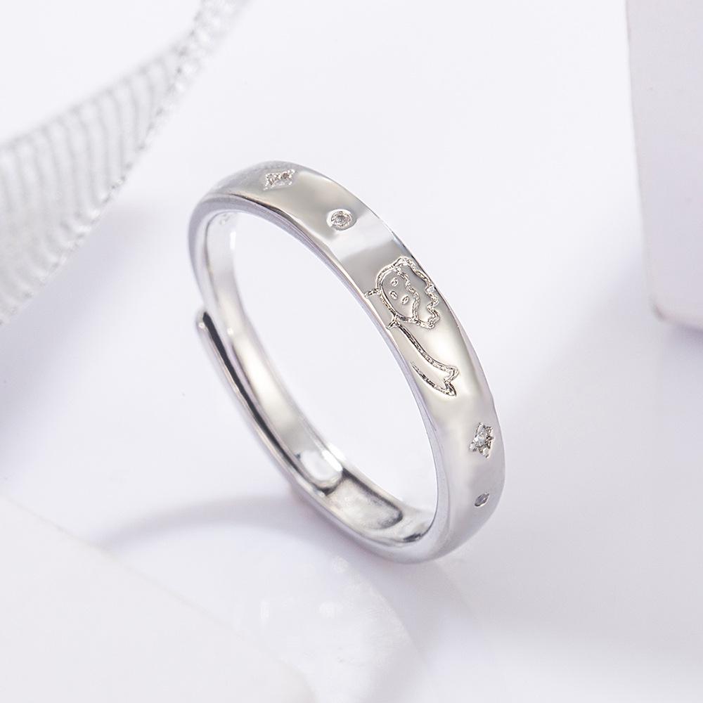 Little Prince & Rose Pink Diamond Star Couple Rings - Unisex, Fashionable & Versatile