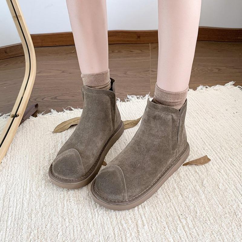 Large Size Fashion Martin Boots Women's Autumn and Winter New Velvet Warm Flat Bottom Fashion Snow Boots Short Boots Women