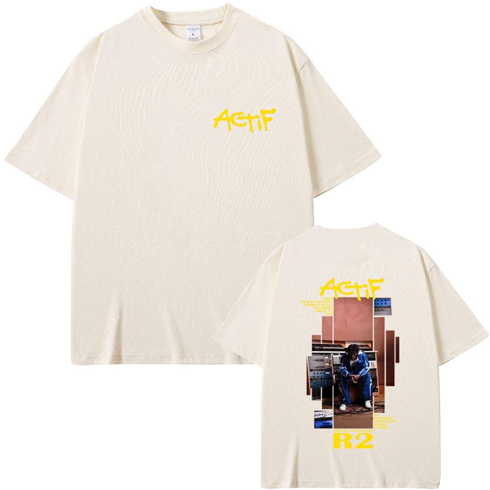 Hot Sale Rapper R2 Actif Album 2026 Tshirt Men Women Clothing Oversized Streetwear Male Fashion Vintage Short Sleeve T Shirts