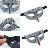 Masquerade Mask Rhinestones Mask Half Face Mask Halloween Party Eyewears Accessory For Men Women Halloween Cosplay
