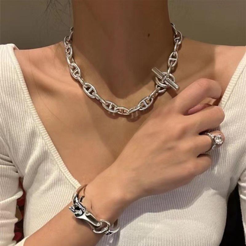 S925 Silver-Plated Retro OT Buckle Bracelet for Men & Women - Trendy Cross-Border Jewelry