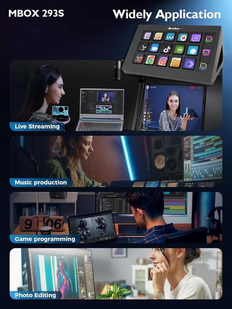 HSV293S Visual Mini Keyboard: Compact Tabletop Design with Stream Dock