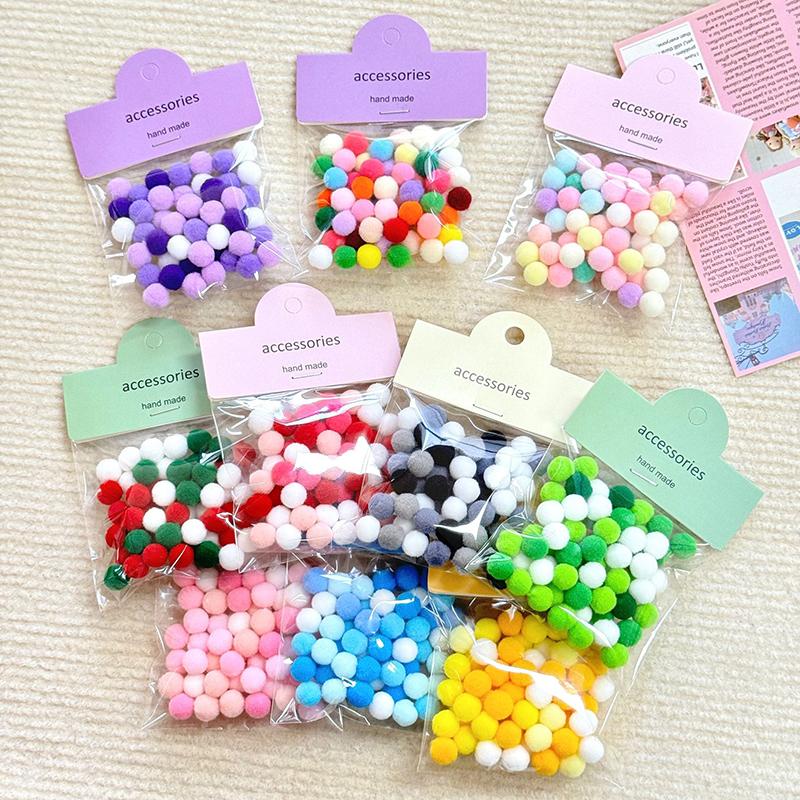 50Pcs Macaron Pom Pom Furry Balls 1Cm Colorful Pompones Soft Furball Handmade Crafts Supplies Diy Decoration Supplies