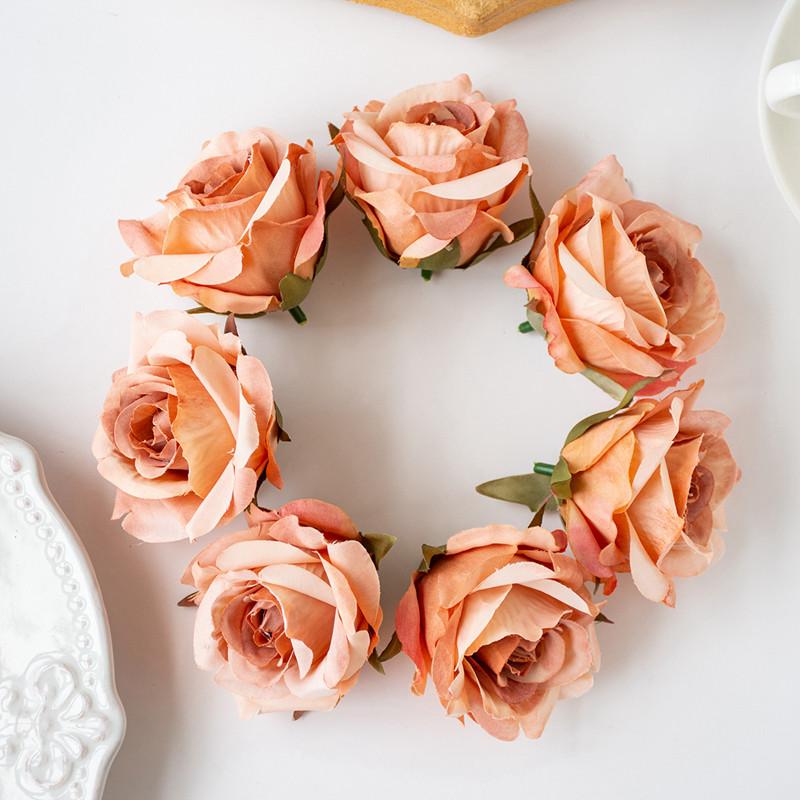 10PCS Artificial Flowers Wedding Garden Silk Rose for Home Decoration Accessories Party Christmas Wreath Headwear Wrist Flower