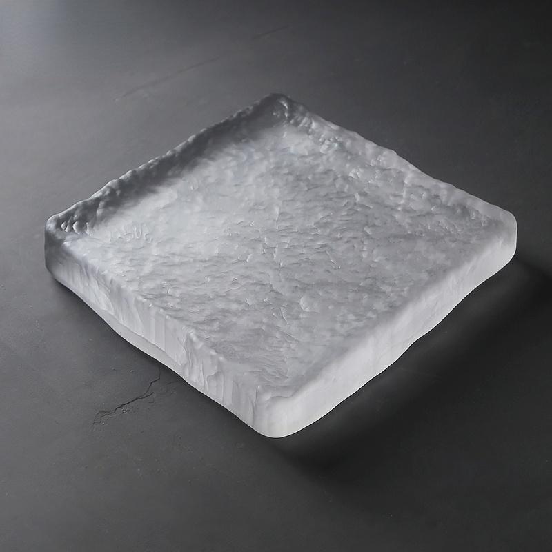 Glass Frosted Ice Mountain Teapot Pad Dry Brewing Pot Tea Table Zisha Pot Cover Bowl Tea Holder Pad Hammer Ice Texture