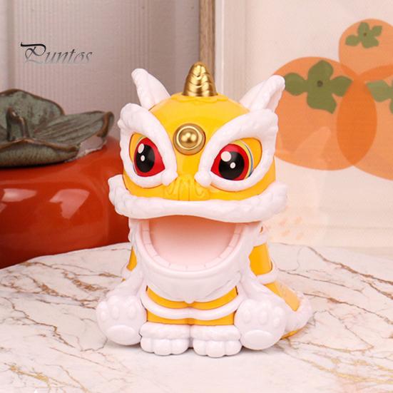 Solar Lion Car Dashboard Ornaments Chinese Style Lucky Lion Dance Model Solar Powered Home Decoration 2024 Year of The Dragon Gift for Drivers