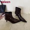 Fashion Female Pointed Toe Ladies Modern Ankle Boots Zippers Shoes Fashion Elastic Women Stretch Short Boots With Heels Shoes