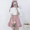 Blusas japonesas de estilo dulce Lolita para mujer, camisas Kawaii con cuello Peter Pan JK, blusas blancas con volantes y manga corta abombada para niñas