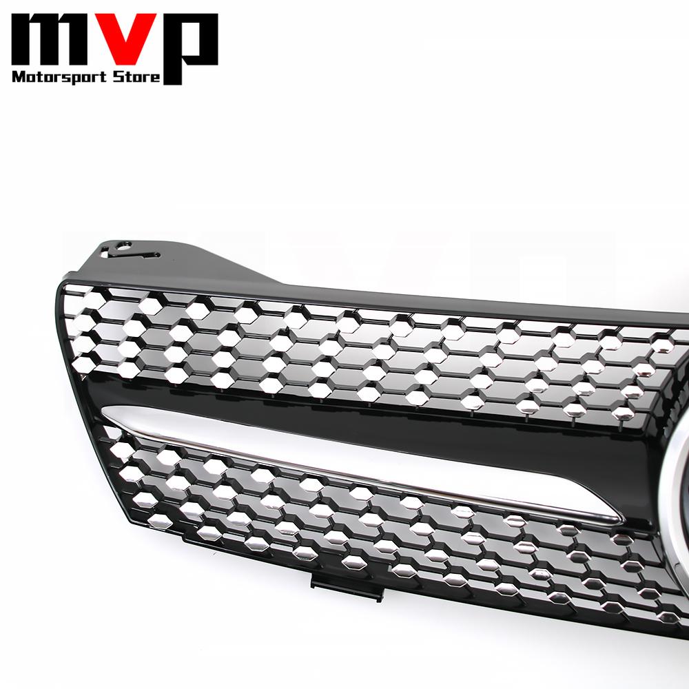 Chrome Black Diamonds Style Bumper Grille With Silver Border Badge Emblem For Mercedes Benz CLS W219 2005-2008 CLS350 CLS63 AMG