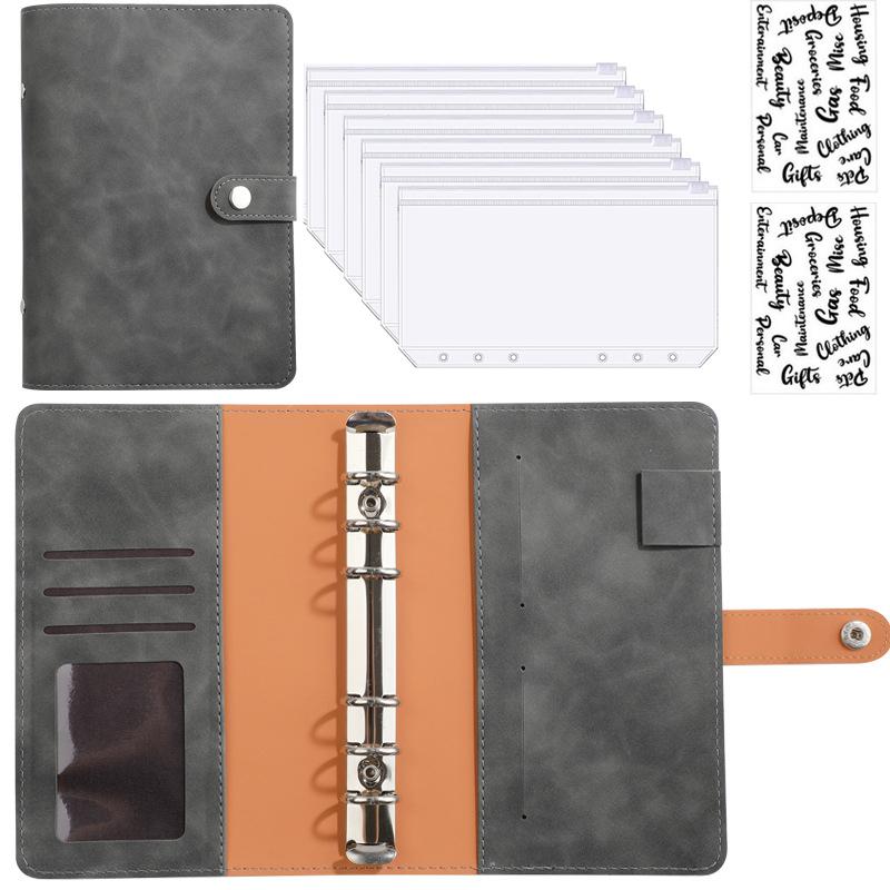A6 PU Leather Budget Binder Notebook Cash Envelopes System Set,with Binder Pockets for Money Budget Saving Bill Organizer