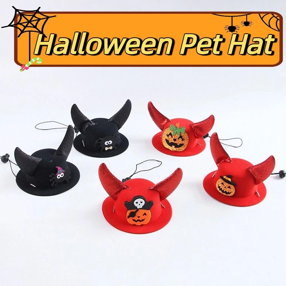 Adjustable Halloween Pet Hat Pumpkin Cat Cosplay Hat Cat Headwear Dog Dress Up Cap  Halloween Decor