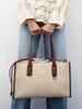 2025 Fashion Canvas Color Contrasting Women's Shoulder Bag Leisure Large Capacity Shopping Bag Versatile Underarm Commuter Bags