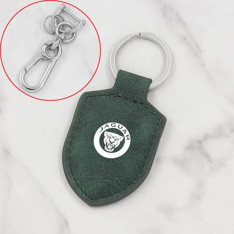 Carbon Fiber Pattern Leather Keychain for Jaguar XEL, F-Pace, F-Type, and XF