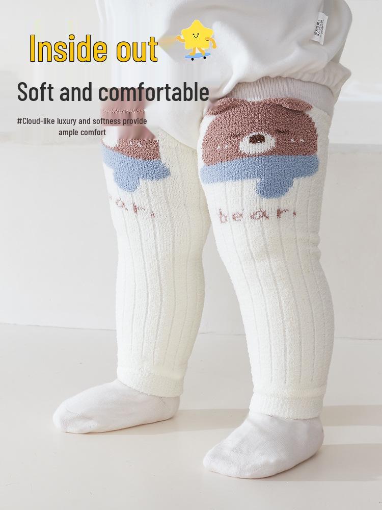 Xiyu Jia Winter Baby Knee Pads - Thick, Warm Cartoon Half-Velvet Crawling Leg Warmers