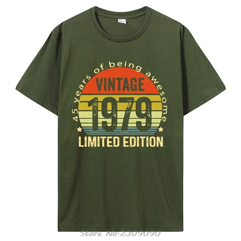 Graphic Streetwear Birthday Gifts Summer Style Cotton T-shirt Men Clothing Novelty Vintage Made In 1979 Fitness Tshirt Tees