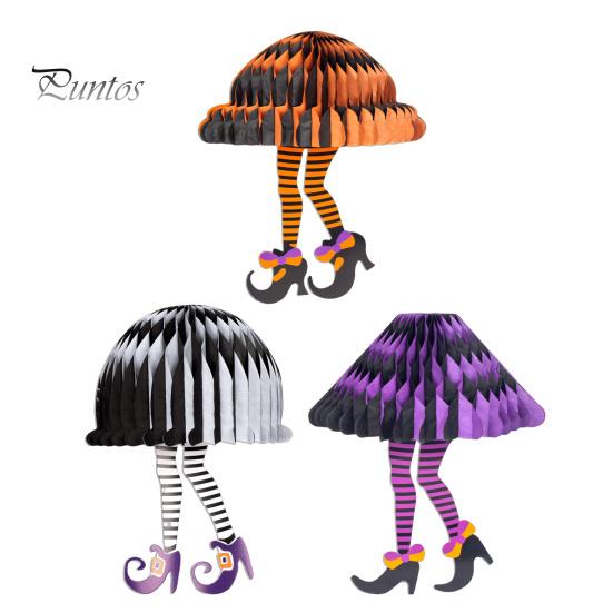 Halloween Festival Decor Honeycomb Witch Leg Ornament, Foldable Paper Indoor Party Props Hanging Decoration for Party, Holiday Home Outdoor