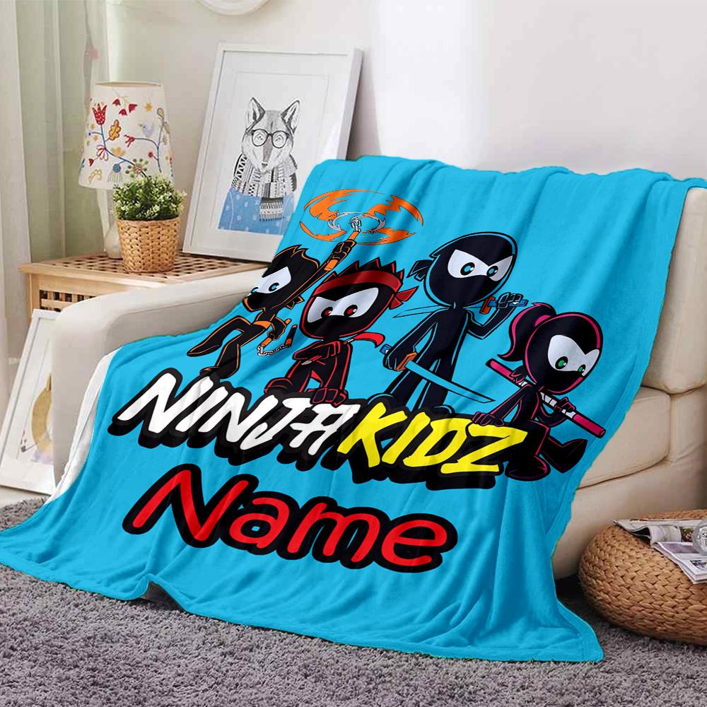 Custom Name Ninja Kidz Theme Printed Blanket - Perfect for Couch, Bed, Travel & Outdoor Use | Machine Washable, Cozy & Durable.