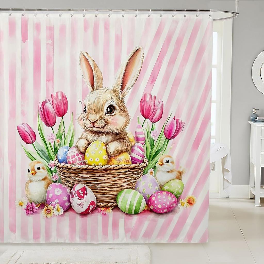 Cute Cats Shower Curtain for Kids Girls Teens Blue Floral Green Leaves Bathroom Accessories Home Garden Pets Animals Rustic Bath