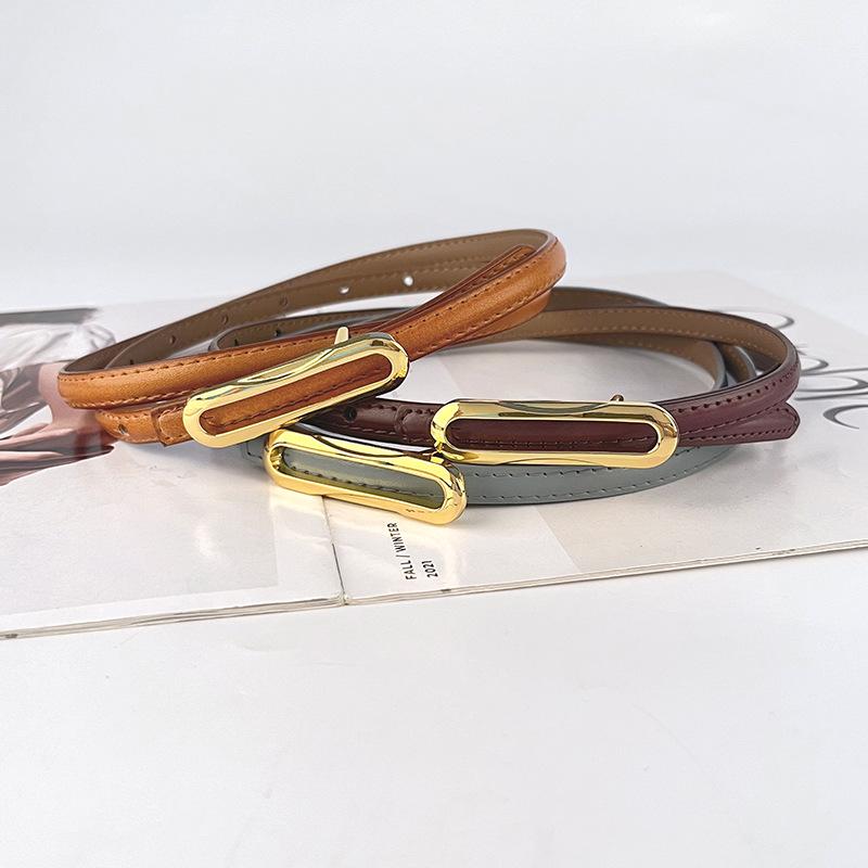 Leather Women'S Thin Belt Cowhide With Casual Pants Dress Women'S Thin Belt