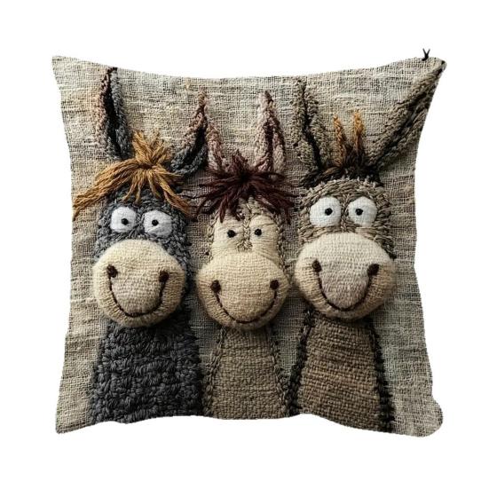 Yousheng Cartoon Donkey Pillow Cover Zippered Cute Animal Pillowcase Decorative Throw Pillow Cover for Car Sofa Couch Bedroom