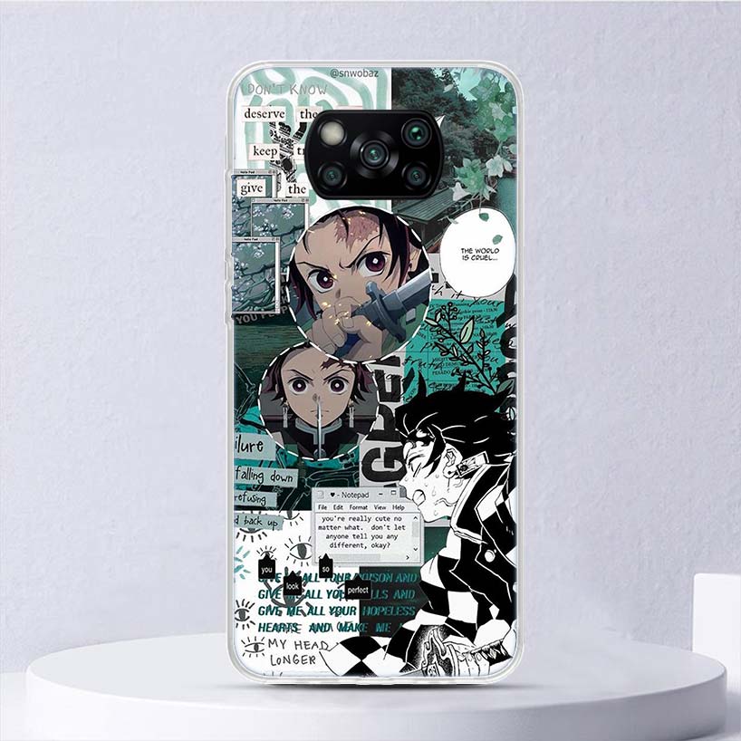 Demon Slayer Anime Kimetsu No Yaiba Soft Case pro Xiaomi Poco X3 NFC X4 M4 Pro M3 M2 Kryt na telefon F3 F2 F1 Mi Note 10 Lite A3 A2