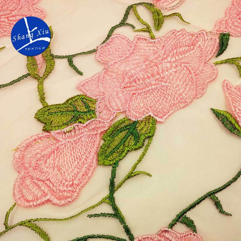 Polyester Light Silk Three-Color Embroidery Fabric, Water-Soluble Lace Full-Width Accessories, Colorful Heavy Industry Dyed Embroidery Cloth