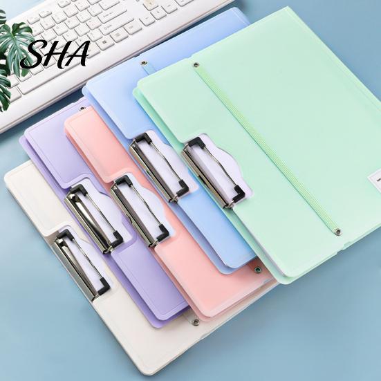 A3 File Organizer Folder for Size Paper, Document Holder with Metal Exam Paper Clip, Solid Color Clipboard Home School Office Supplies