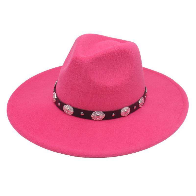 Plus Edge Felt Top Hat Jazz Hat Gentleman Ladies Wind Metal Sheet Hat