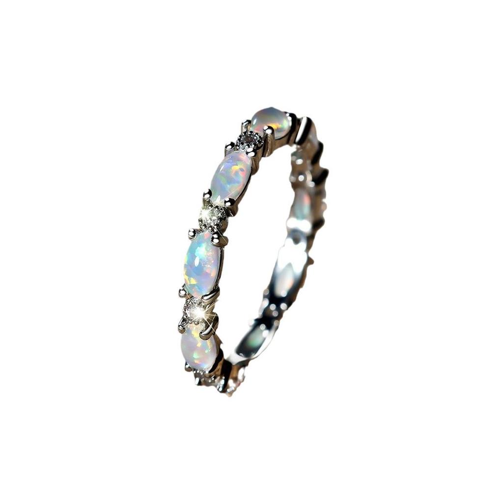 Platin Herz Voll Diamant Opal Ring