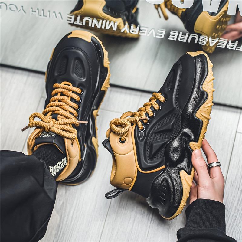Four Seasons New Board Shoes Men's Platform Sneakers Casual Street Bread Shoes Student Tide