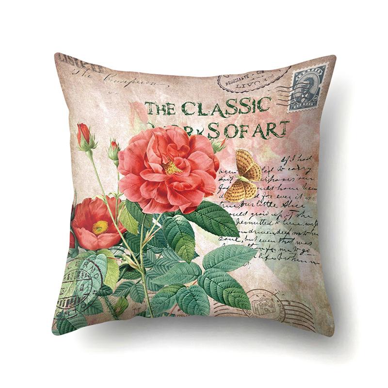 Polyester Pillowcase Automobile Decoration Retro Print Pillowcase Waist Cushion Cover Tower Bedside Cushion Cover