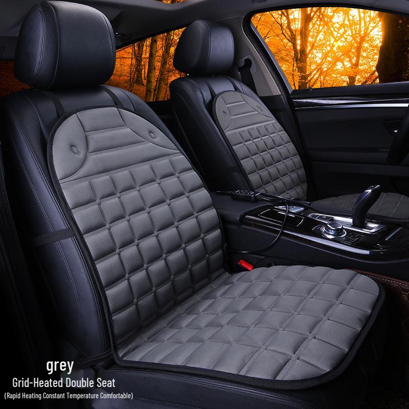 Plaid Heated Car Seat Cushion for All Seasons - Single Seat Interior Accessory.