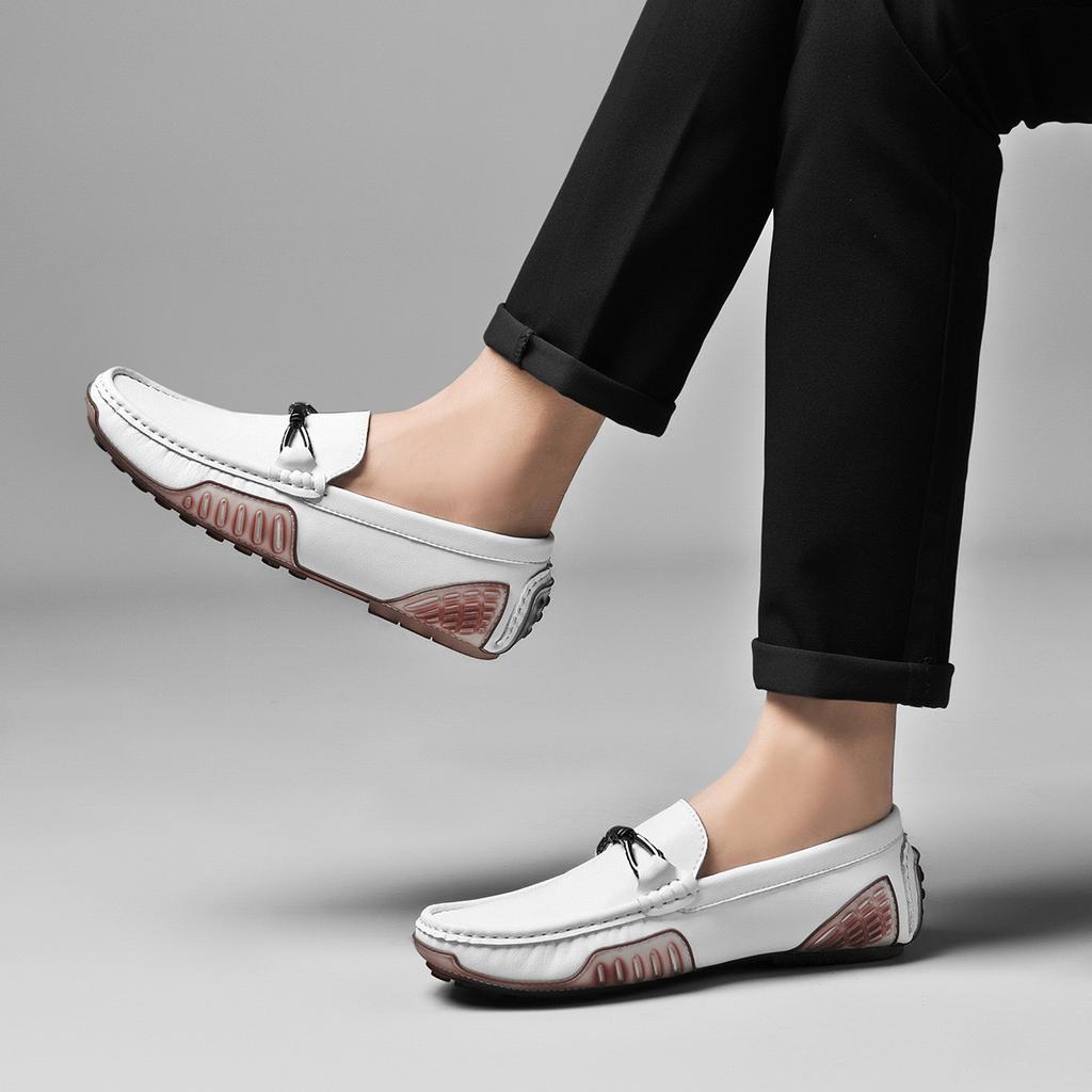 Elegantes Style Mens Casual Shoes Spring Summer Men Loafers Real Leather Moccasins Breathable Men Slip On Boat Shoes Drive Flats