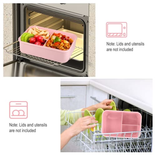 NatraProw Adult Lunch Box, 1200ml Adult Lunch Container, Leakproof Lunch Box with Utensils, BPA-Free, 3-Compartment Bento Box, Microwave Safe, Pink