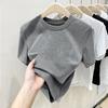 Summer Solid Color Spice Girl White Short-sleeved T-shirt Women's Korean Version Versatile Slim-fitting and Thin Round Neck Tight Bottoming Shirt