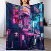 Only the Rain Downtown Tokyo Throw Blanket Stylish Warm Blanket for Living Room Bedroom