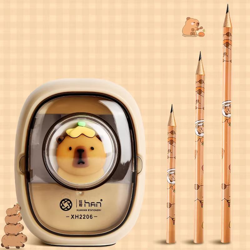 Kawaii Electric Pencil Sharpener Automatic Cute Capybara School Supplies Stationery Students Creative Durable Back To Schooltool