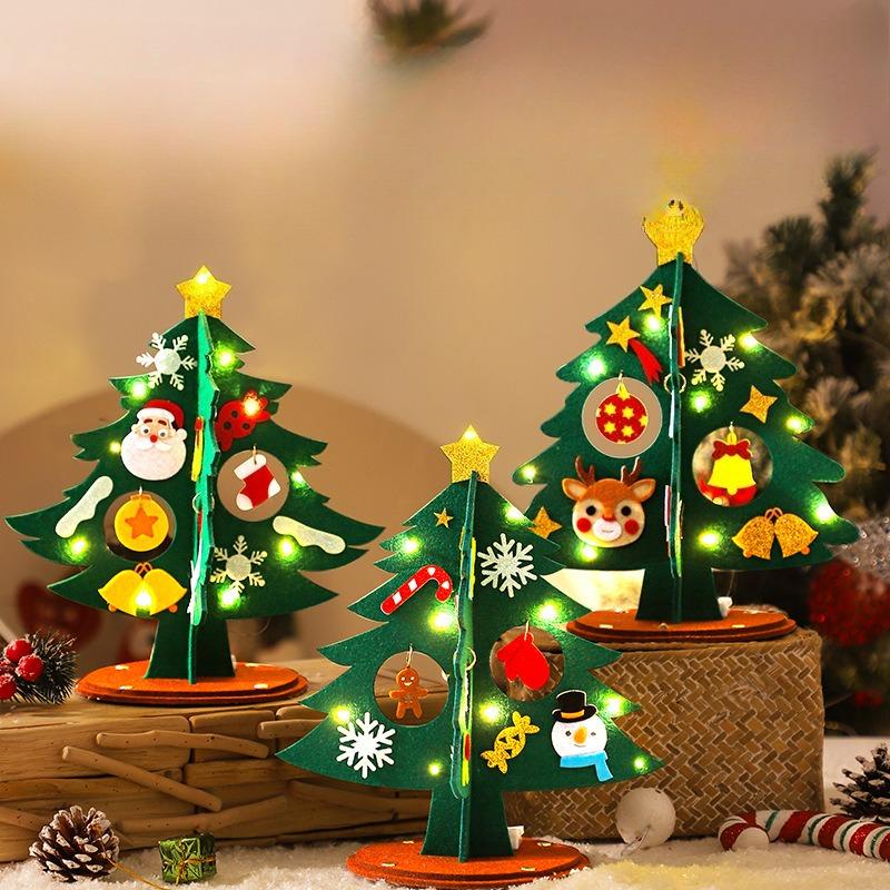 Mini Felt Christmas Tree DIY Handmade Xmas Tree Crafts Kids Gifts New Year Navidad Party Ornaments 2025 Home Table Decorations