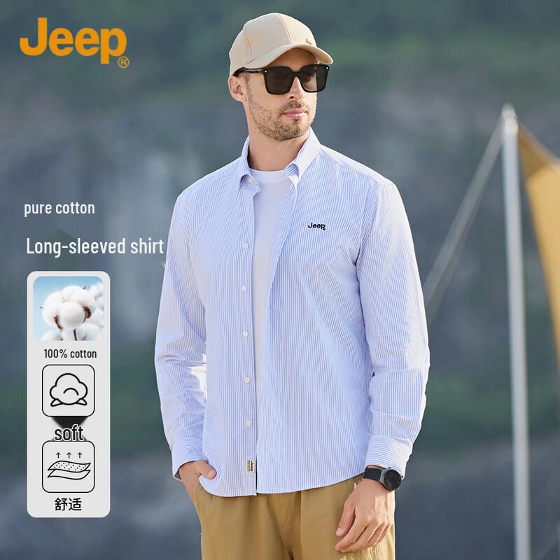 JEEP Men s Autumn Striped Cotton Shirt 3XL