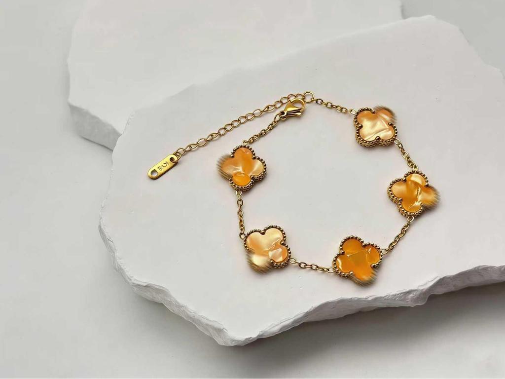 Pulsera de trébol de cuatro hojas de 15 mm - Joyería clásica de cinco flores, oro de 18k, no se decolora.