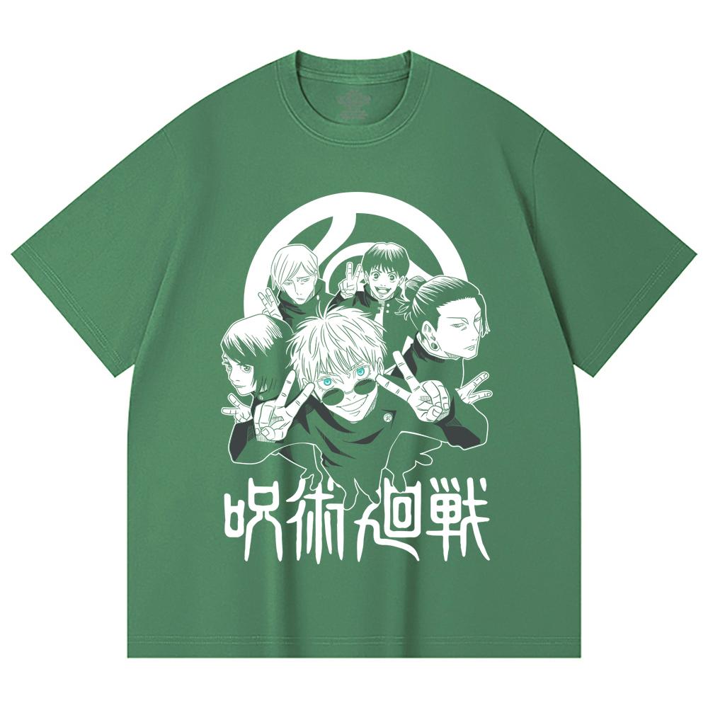 230 g/m² 100% bavlna Jujutsu Kaisen V30 Tým Gojo Potisk Unisex Těžké Bavlněné Tričko