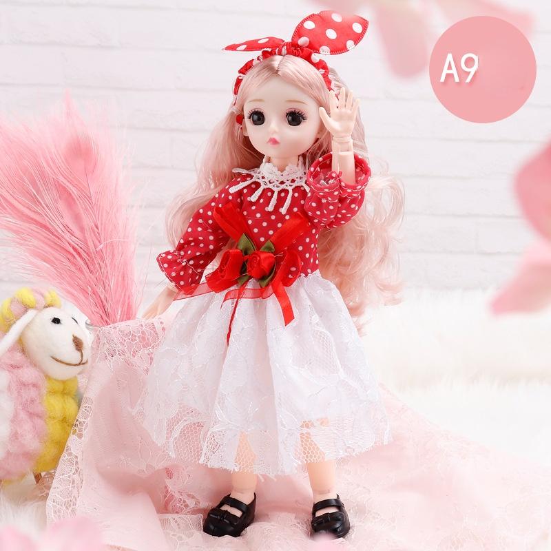 30CM Mini Movable 23Jointed Doll Girls Toy 3D Big Eyes BJD Princess Full Outfits  Dresses  Collection Childrens Doll Gift