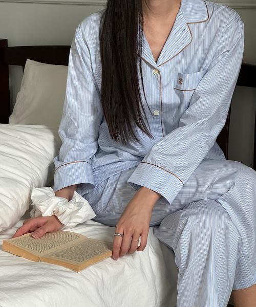 [Beanpole] Baumwoll-Streifen-Pyjama-SET [Versand aus Korea] 100% Original