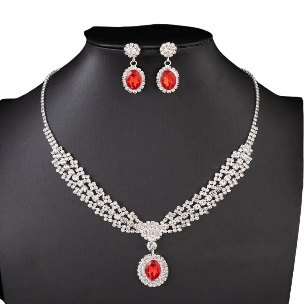 

Water Drop Pendant Bridal Jewelry Set Baroque Rhinestone Studded Jewelry Wedding Occasion красный