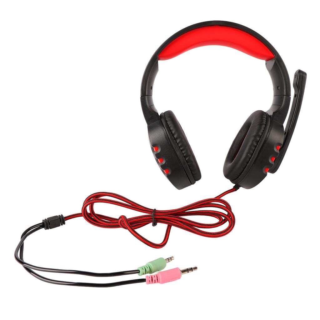 Wired Headphone Noise Canceling Adjustable Headband Over Ear Gaming Headset with Mic for Laptop PC